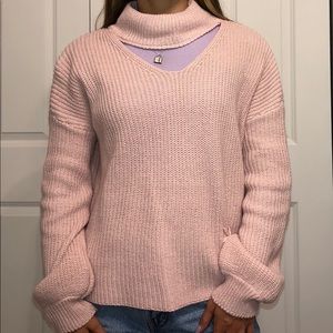 Pink cutout sweater